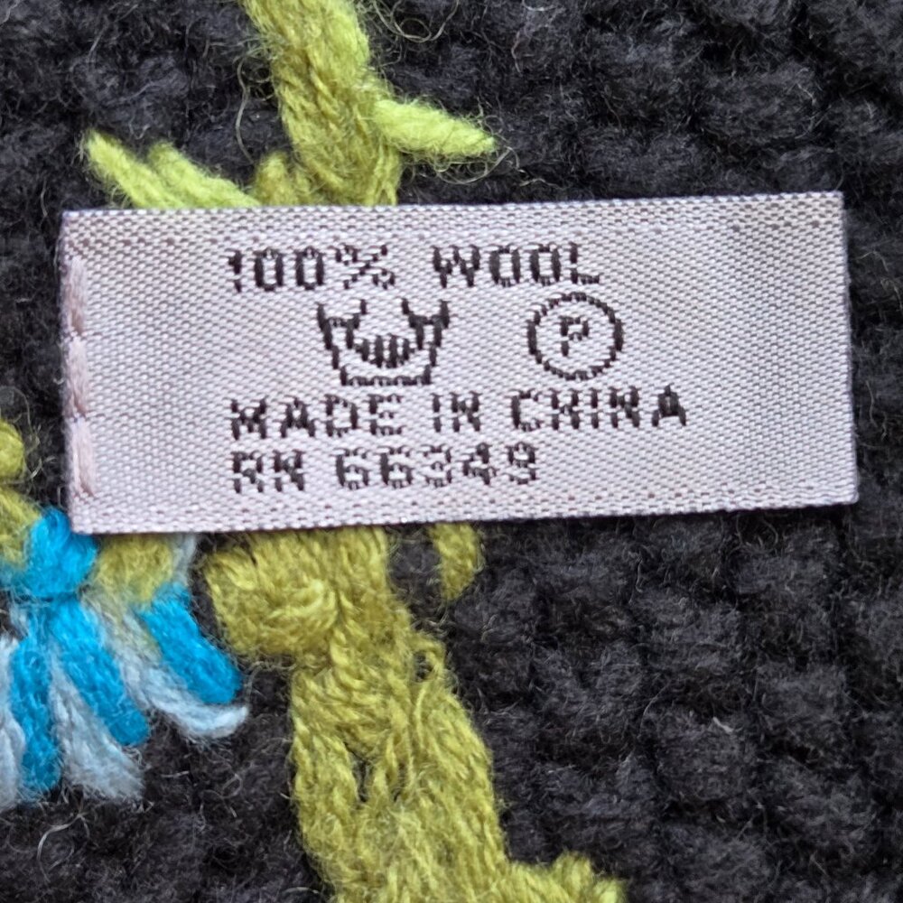 Embroidered Wool Pull Through Scarf Boho Flowers - Picture 5 of 6